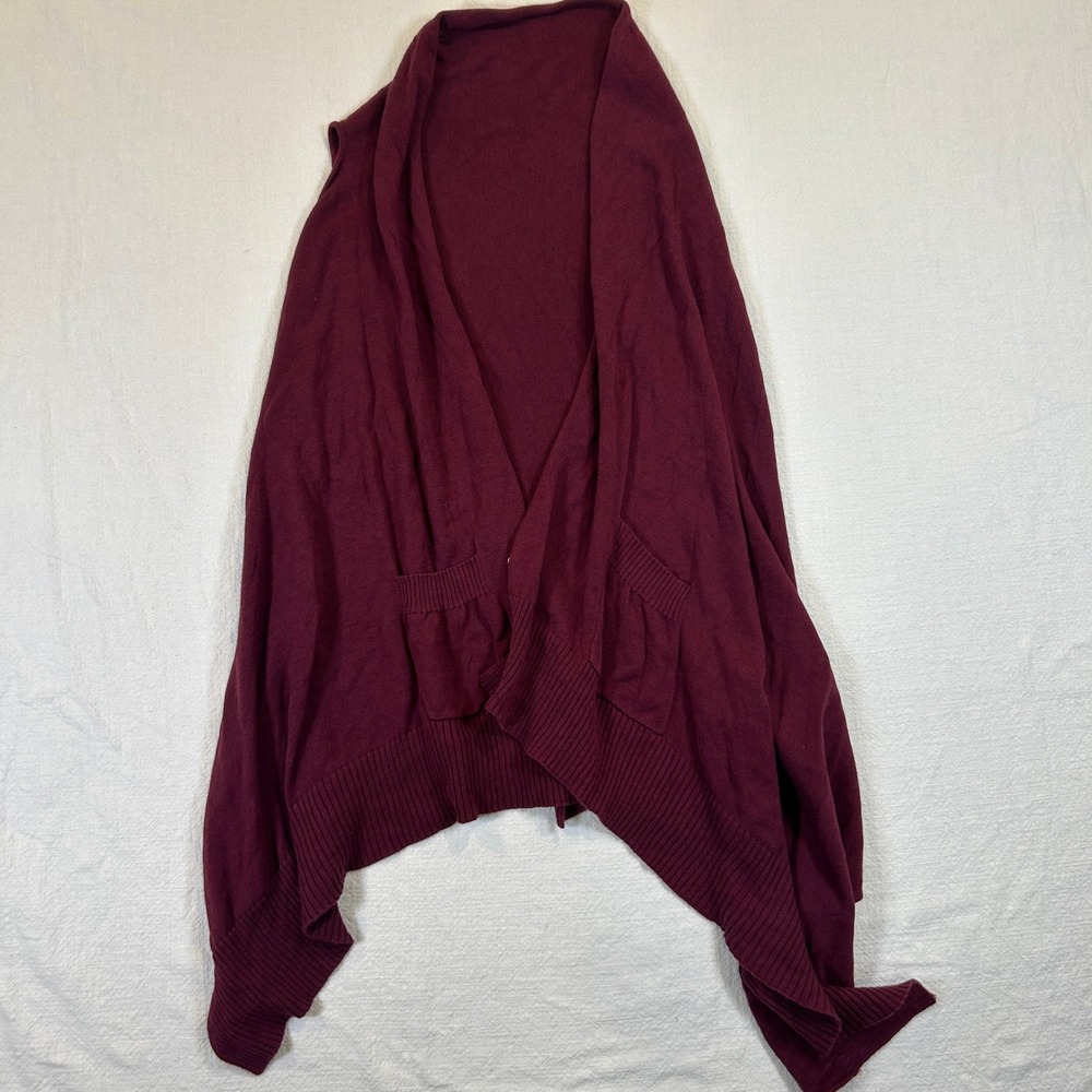Gaiam Womens Organic Cotton Bamboo Sleeveless Draped Cardigan Vest Burgundy